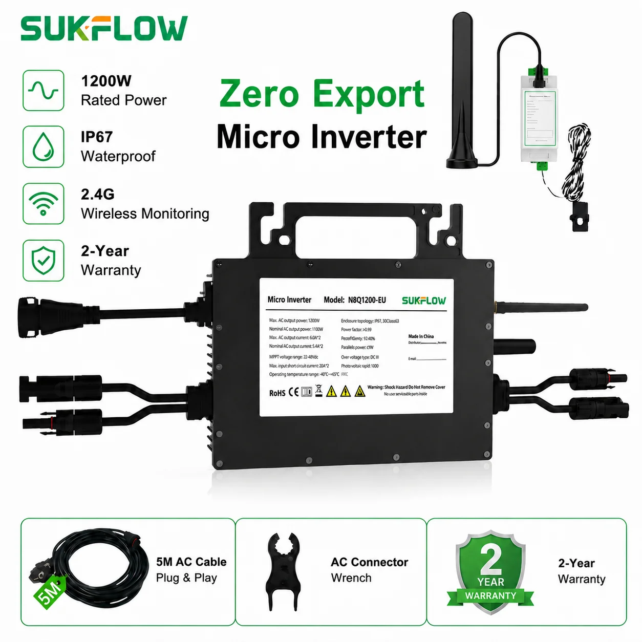 SUKFLOW Zero Expert 1200W Şebe - Grid Tie Micro Inverter incelemesi ve fiyatı
